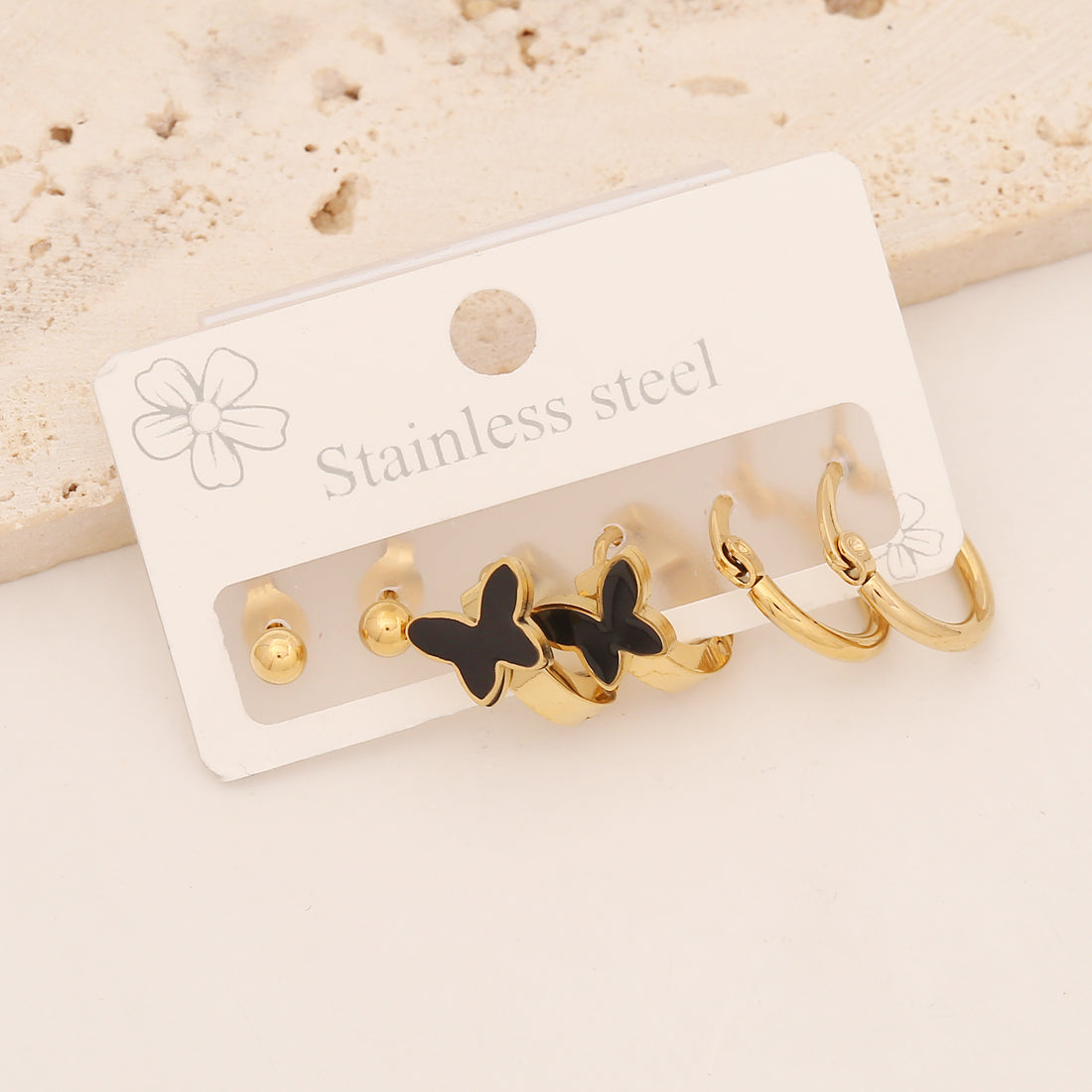 1 Set Casual Simple Style Pentagram Heart Shape Stainless Steel Enamel Earrings Ear Studs