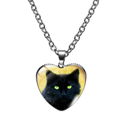 Cute Heart Shape Cat Glass Glass Plating Women's Pendant Necklace