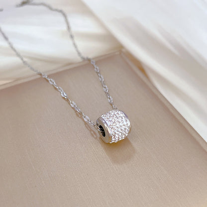 Wholesale Simple Style Geometric Titanium Steel Rhinestones Pendant Necklace