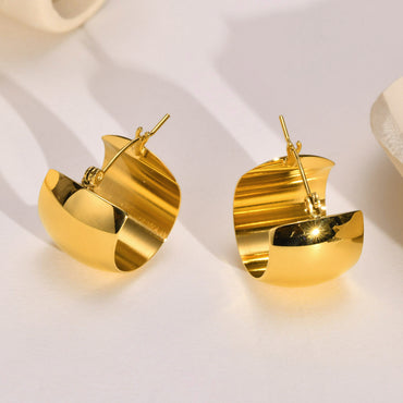 1 Pair Simple Style Solid Color Polishing Plating Stainless Steel 18k Gold Plated Earrings