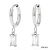 1 Pair Retro Geometric Stainless Steel Inlay Zircon Drop Earrings