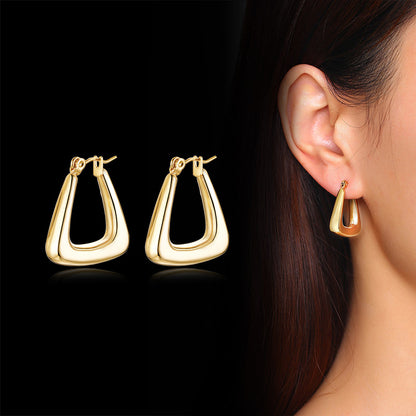 1 Pair Simple Style Solid Color Stainless Steel Plating 18k Gold Plated Earrings