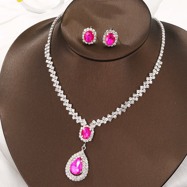 Vintage Style Water Droplets Plastic Resin Inlay Artificial Gemstones Women's Jewelry Set