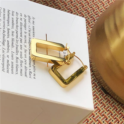 1 Pair Simple Style Solid Color Stainless Steel Plating 18k Gold Plated Earrings