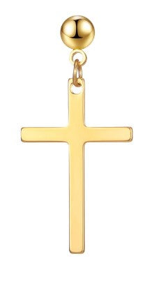 1 Piece Punk Cross Plating 201 Stainless Steel 18K Gold Plated Drop Earrings