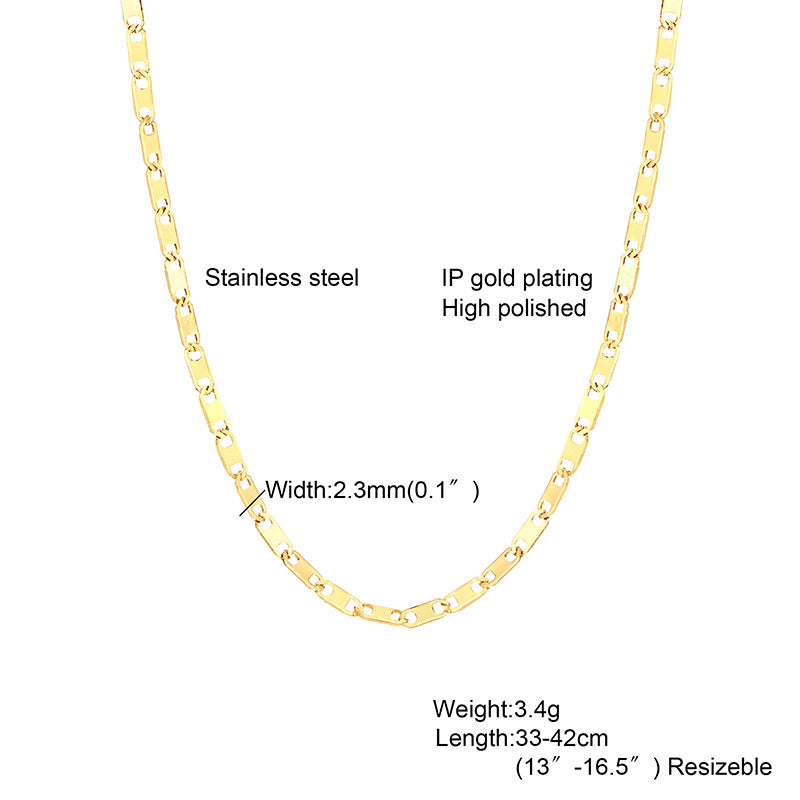 Wholesale Simple Style Solid Color Stainless Steel 18k Gold Plated Titanium Steel Necklace