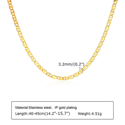 Wholesale Simple Style Solid Color Stainless Steel 18k Gold Plated Titanium Steel Necklace