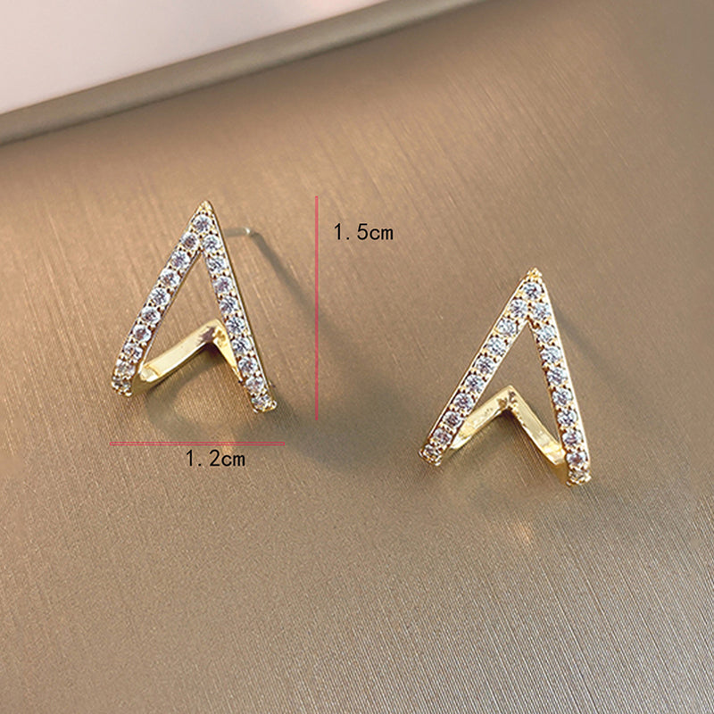 1 Pair Shiny Triangle Stainless Steel Inlay Zircon Ear Studs