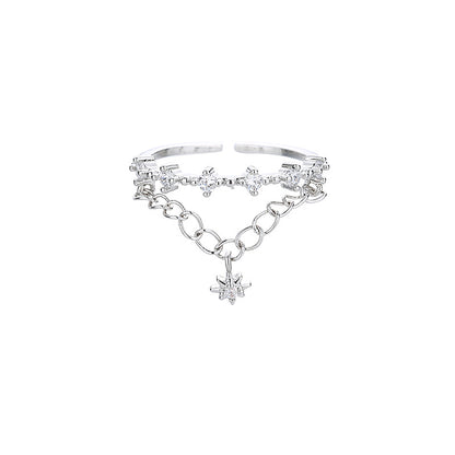 Simple Style Star Copper Inlay Zircon Charm Ring