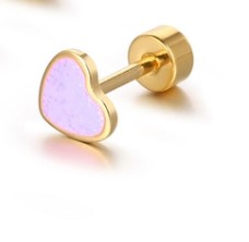 Simple Style Heart Shape Titanium Steel Plating Ear Studs 1 Piece