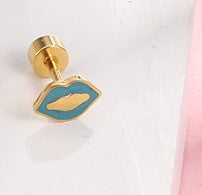 Fashion Lips Titanium Steel Plating Ear Studs 1 Piece