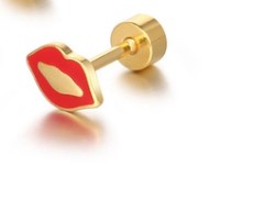 Fashion Lips Titanium Steel Plating Ear Studs 1 Piece