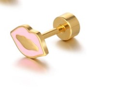 Fashion Lips Titanium Steel Plating Ear Studs 1 Piece