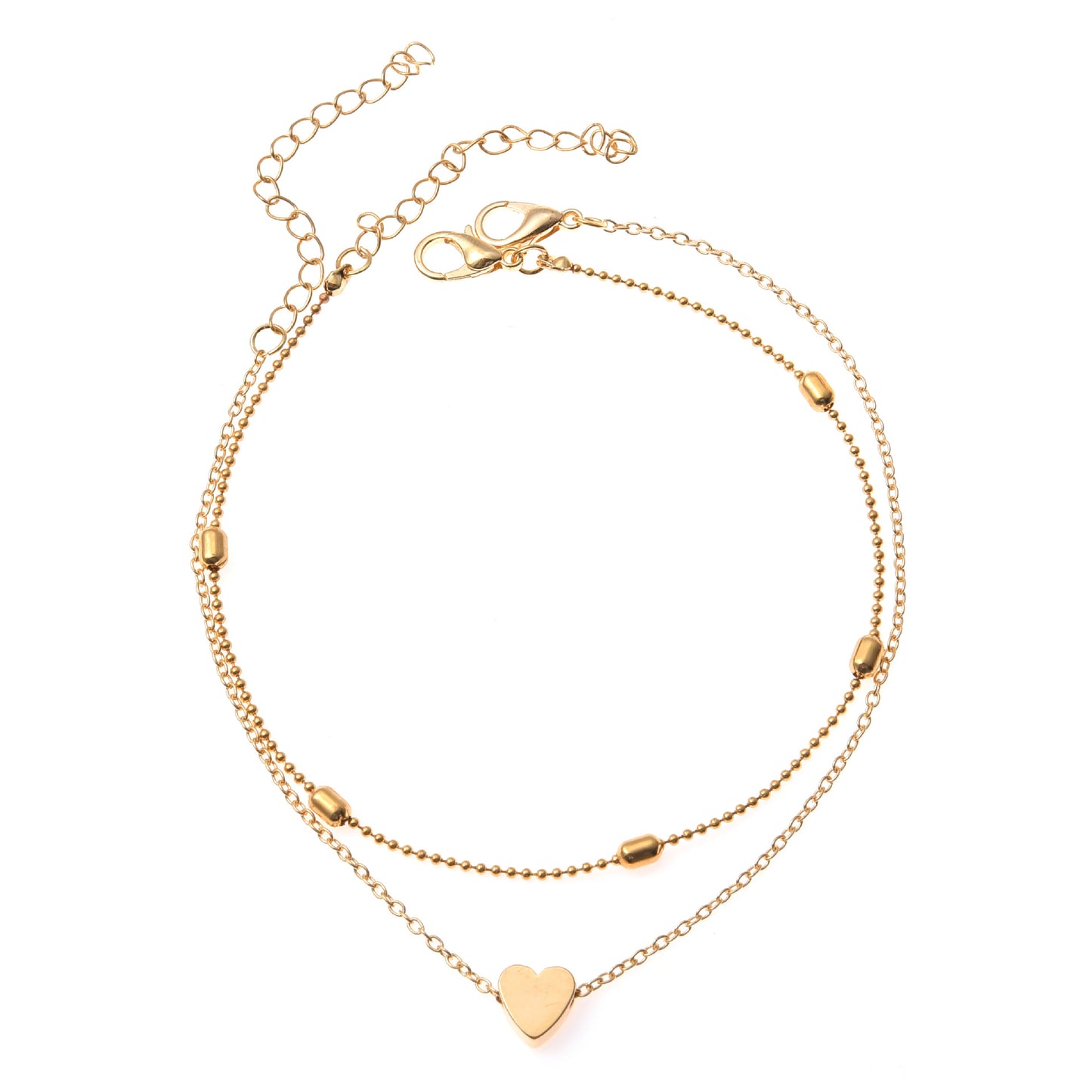 Simple Style Round Heart Shape Gold Plated Silver Plated Imitation Pearl Alloy Wholesale Anklet