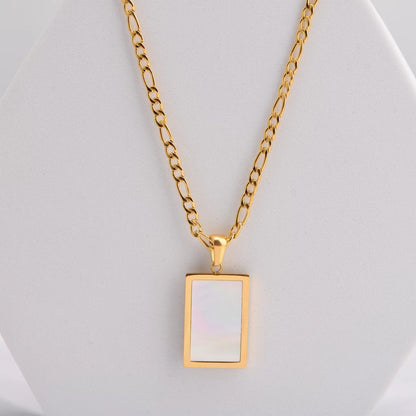 Wholesale Simple Style Rectangle Stainless Steel Shell Pendant Necklace