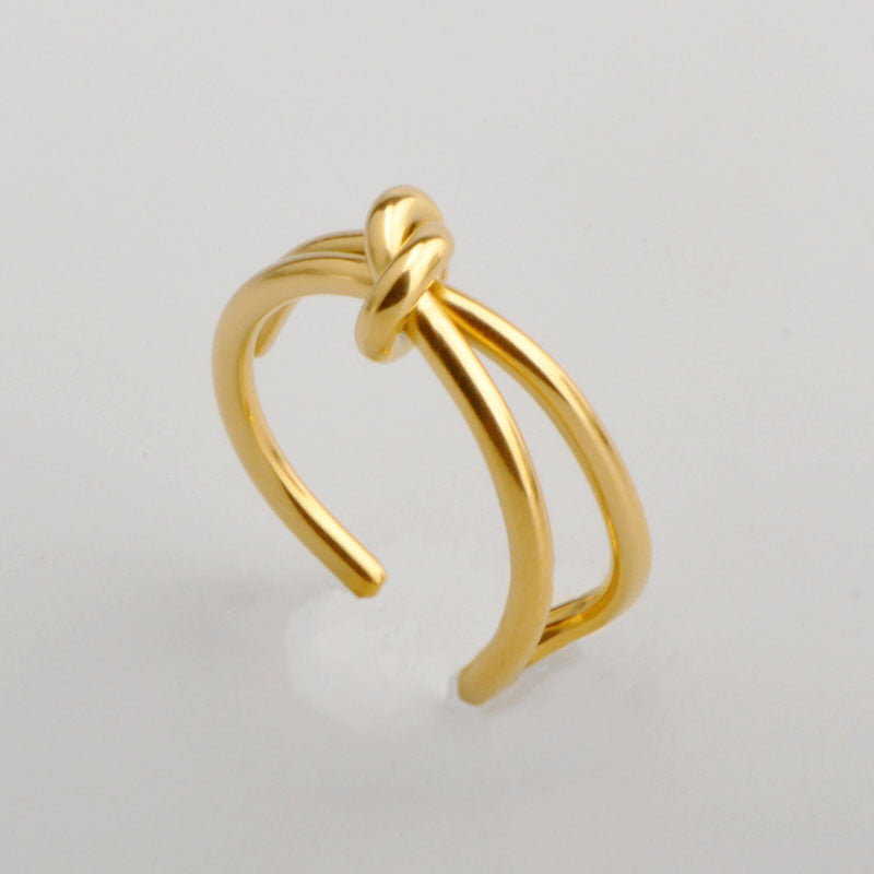 Wholesale Simple Style Knot Titanium Steel 18k Gold Plated Open Ring