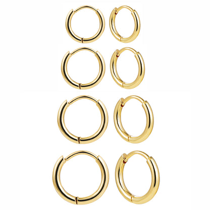 1 Pair Classic Style Solid Color Plating Stainless Steel Gold Plated Silver Plated Hoop Earrings