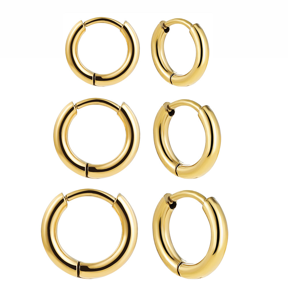 1 Pair Simple Style Solid Color Plating Stainless Steel Hoop Earrings