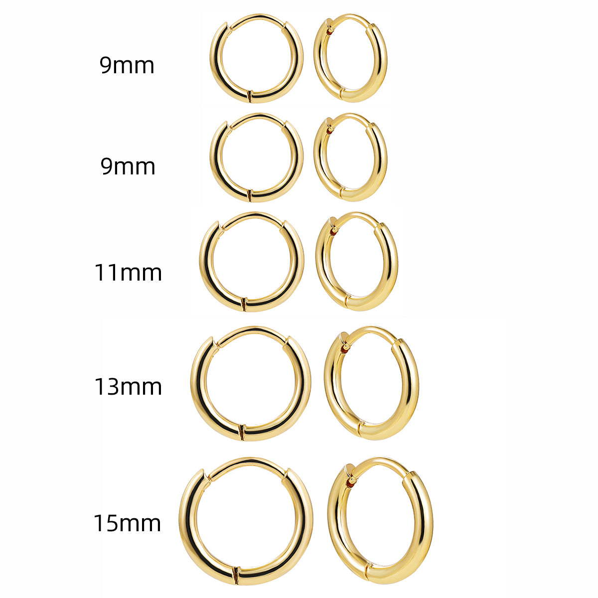 1 Pair Classic Style Solid Color Plating Stainless Steel Gold Plated Silver Plated Hoop Earrings