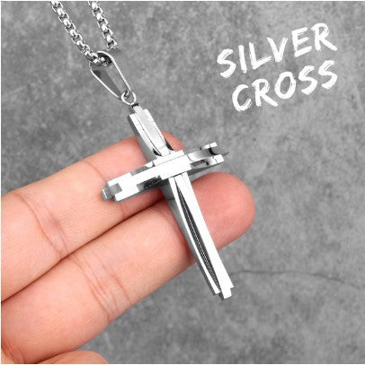 Wholesale Korean Style Cross Titanium Steel Pendant Necklace