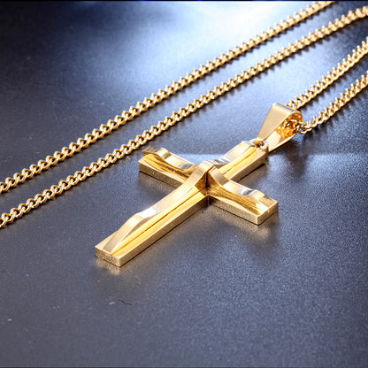 Wholesale Korean Style Cross Titanium Steel Pendant Necklace