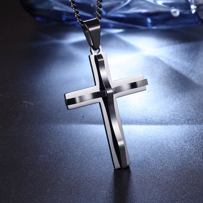 Wholesale Korean Style Cross Titanium Steel Pendant Necklace