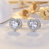 1 Pair Sweet Heart Shape Copper Inlay Zircon 14k Gold Plated Ear Studs