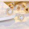 1 Pair Sweet Heart Shape Copper Inlay Zircon 14k Gold Plated Ear Studs