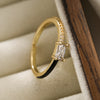 Simple Style Square Copper Plating Inlay Zircon 18k Gold Plated Open Ring