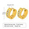 1 Pair Elegant Round Square Stripe Plating Inlay Stainless Steel Zircon 18k Gold Plated Hoop Earrings