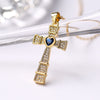 Ins Style Cross Copper Plating Inlay Zircon 18k Gold Plated Pendant Necklace