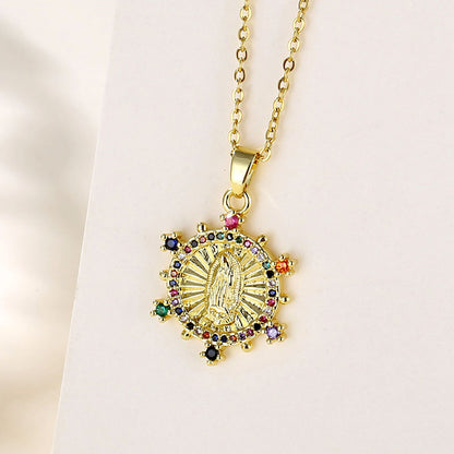 Ins Style Human Faith Stainless Steel Titanium Steel Plating Inlay Zircon 18k Gold Plated Gold Plated Pendant Necklace