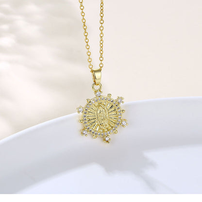 Ins Style Human Faith Stainless Steel Titanium Steel Plating Inlay Zircon 18k Gold Plated Gold Plated Pendant Necklace