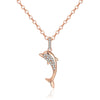 Cute Dolphin Copper Inlay Zircon Pendant Necklace