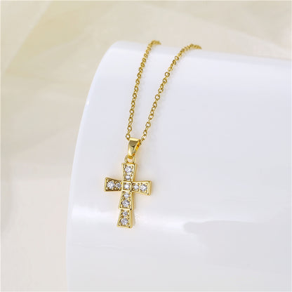 Wholesale Korean Style Christmas Tree Heart Shape Flower Stainless Steel Titanium Steel 18k Gold Plated Gold Plated Zircon Pendant Necklace