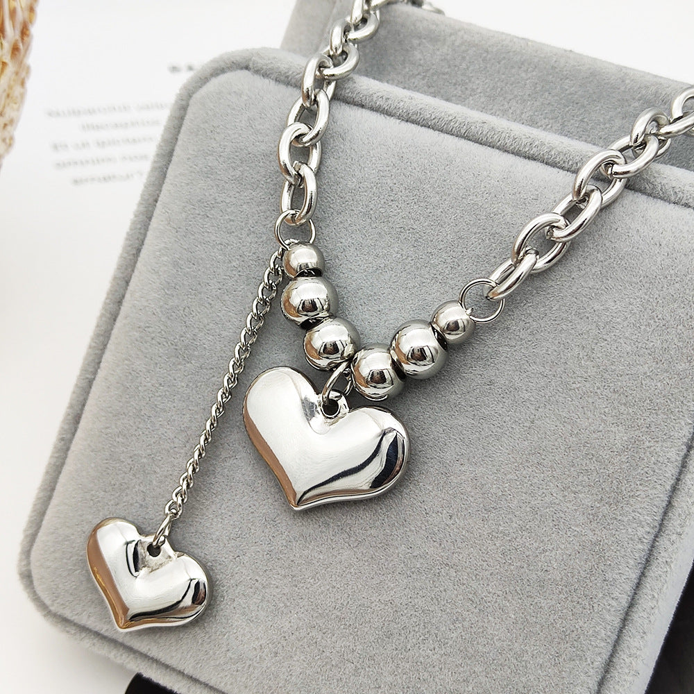 Fairy Style Heart Shape Titanium Steel Plating Pendant Necklace 1 Piece