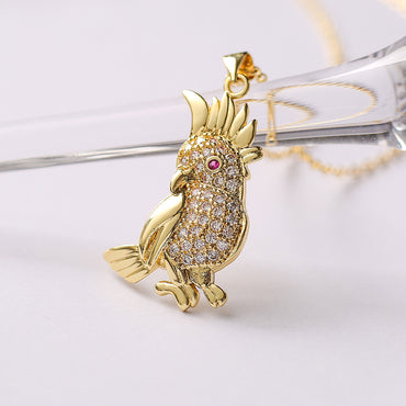 Ins Style Bird Copper Plating Inlay Zircon 18k Gold Plated Pendant Necklace