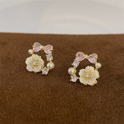 Simple Style Star Heart Shape Flower Copper Plating Inlay Zircon Earrings Ear Studs 1 Pair