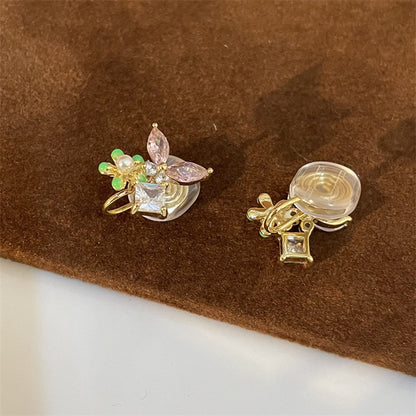 Simple Style Star Heart Shape Flower Copper Plating Inlay Zircon Earrings Ear Studs 1 Pair