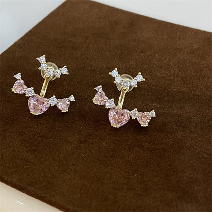 Simple Style Star Heart Shape Flower Copper Plating Inlay Zircon Earrings Ear Studs 1 Pair