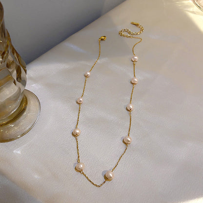 Simple Pearl Beaded Chain Fashion Necklace