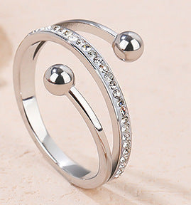 Wholesale Simple Style Solid Color Titanium Steel Zircon Rings