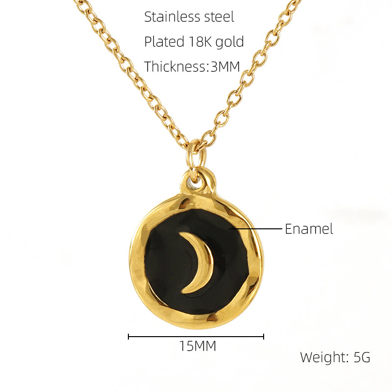 Wholesale Hip-hop Commute Cool Style Moon Stainless Steel 18k Gold Plated Pendant Necklace