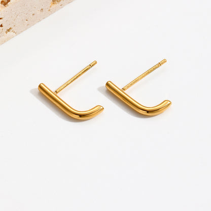 1 Pair Simple Style Solid Color Stainless Steel Plating 14k Gold Plated Ear Studs