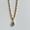 Retro Water Droplets Brass Plating Inlay Artificial Gemstones 18k Gold Plated Necklace