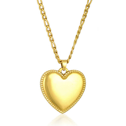 Retro Heart Shape Titanium Steel Plating 18k Gold Plated Pendant Necklace