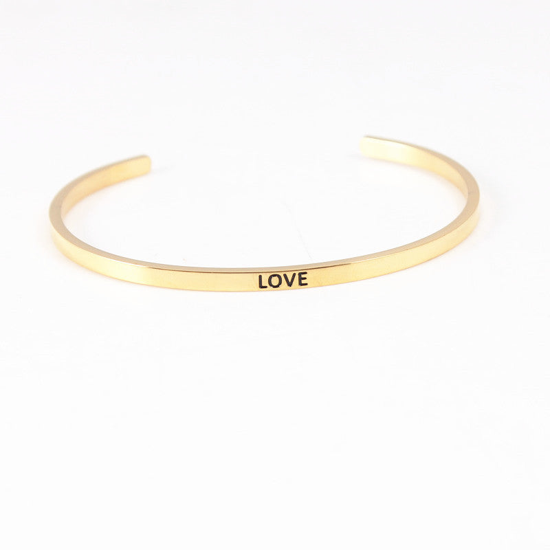 Wholesale Retro Letter Stainless Steel Bangle