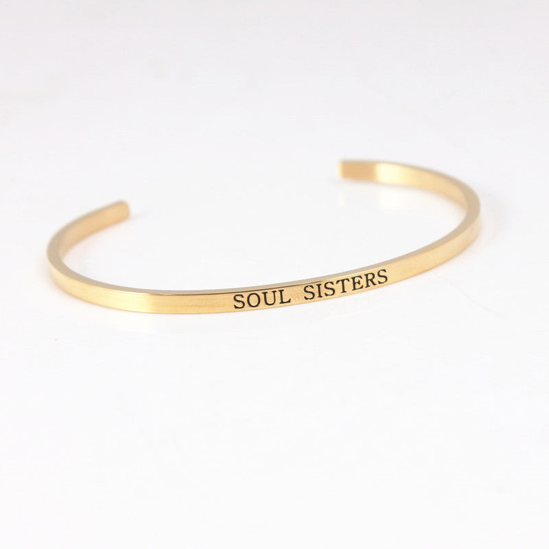 Wholesale Retro Letter Stainless Steel Bangle