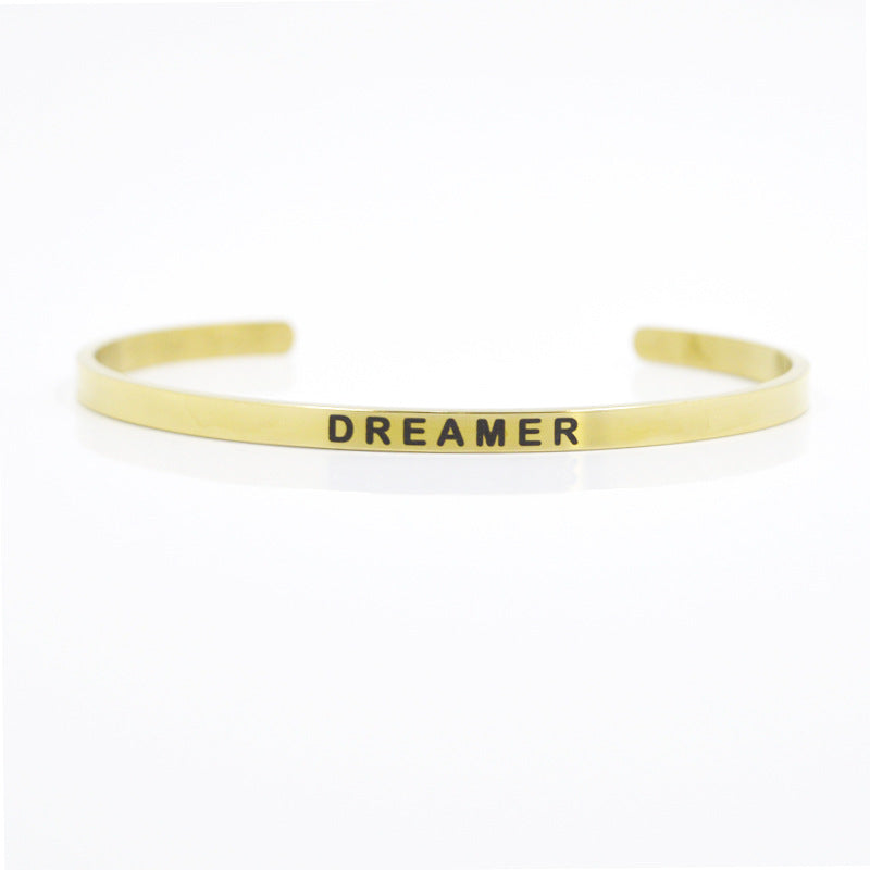 Wholesale Simple Style Letter Stainless Steel Bangle