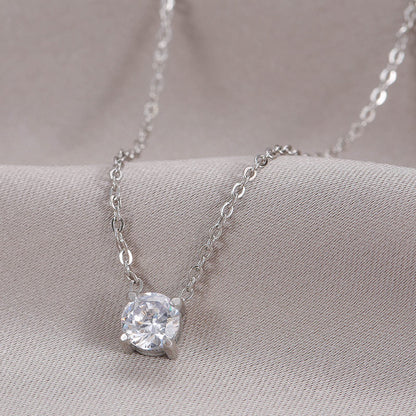 Wholesale Elegant Square Titanium Steel Zircon Pendant Necklace